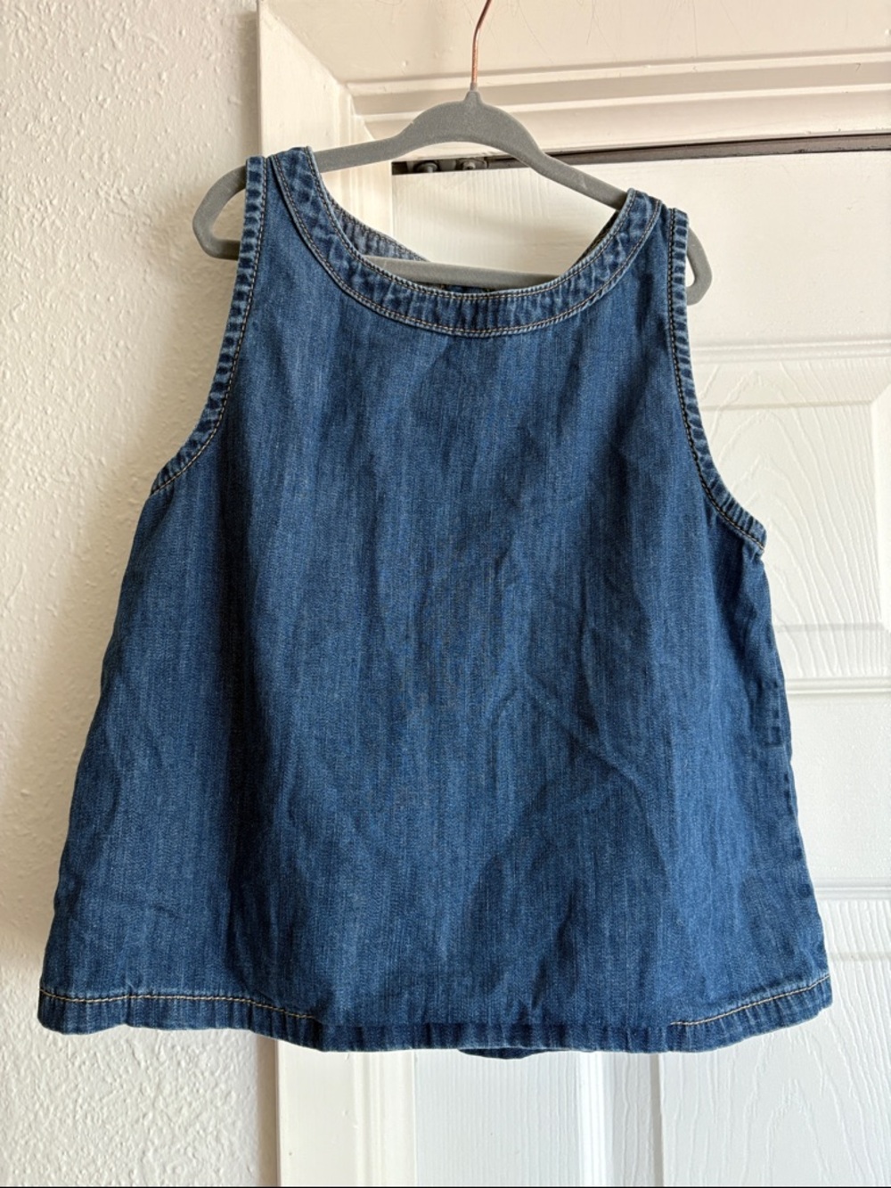 Zara Girls' 12-13Y Denim Tank Top in Blue